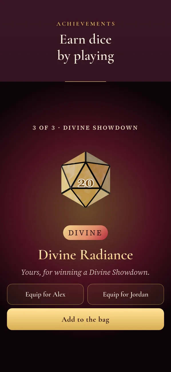 The Divine Radiance die claim ceremony
